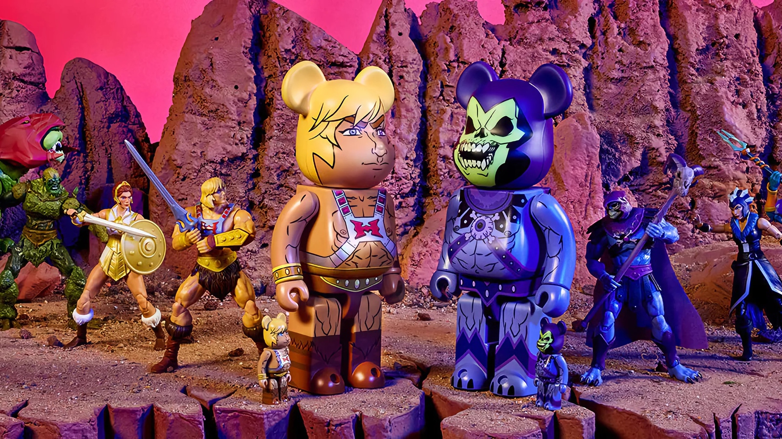 Masters of the Universe 100/400% Be@rbricks by Mishka x Mattel 